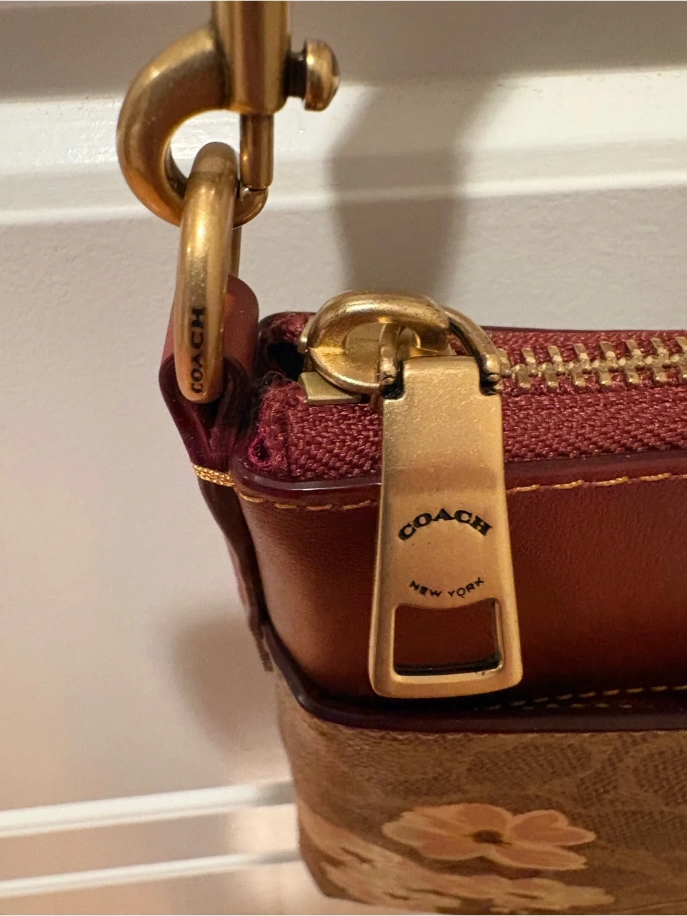 Coach Kitt Crossbody in Prairie Floral Print Coated Canvas and Brown Leather